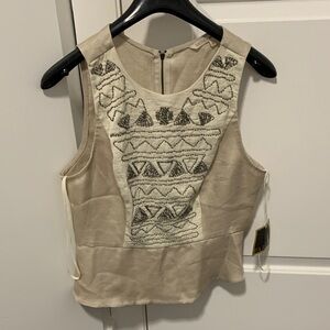 RACHEL Rachel Roy Beige Embroidered Blouse